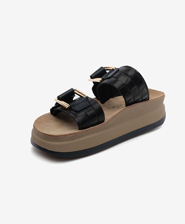 Kadın Siyah Hakiki Deri Terlik - 3