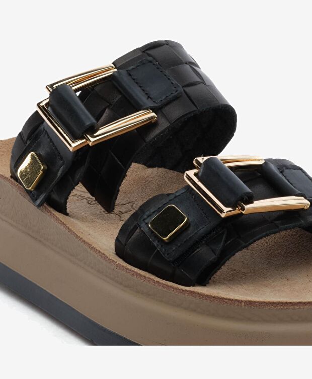 Kadın Siyah Hakiki Deri Terlik - 5