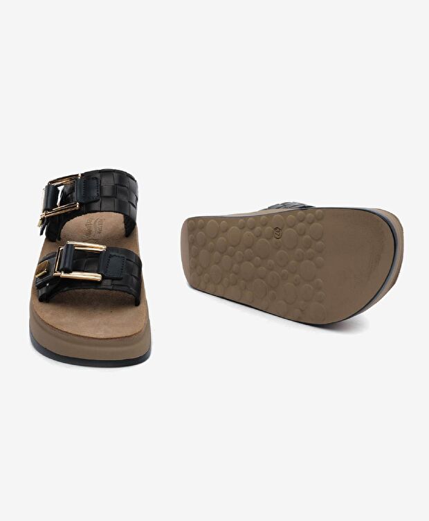 Kadın Siyah Hakiki Deri Terlik - 6