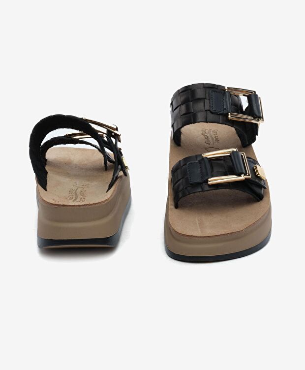 Kadın Siyah Hakiki Deri Terlik - 7