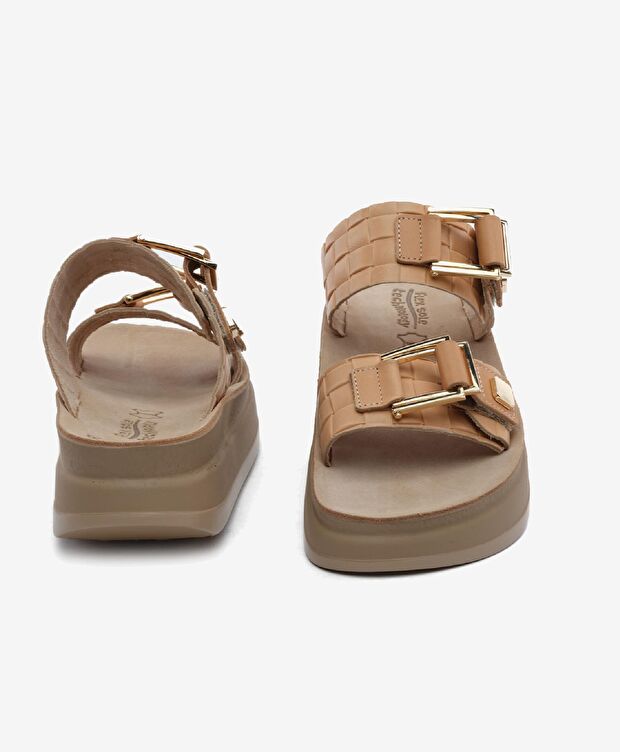 Kadın Bej Hakiki Deri Terlik - 7