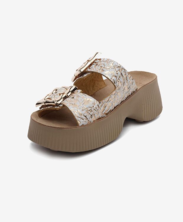 Kadın Rose Altın Hakiki Deri Terlik - 3