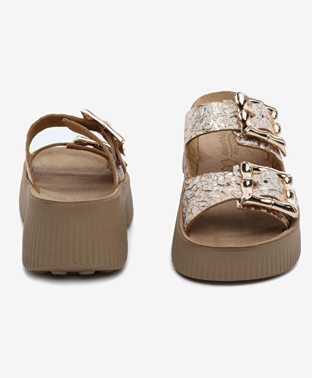 Kadın Rose Altın Hakiki Deri Terlik - 7