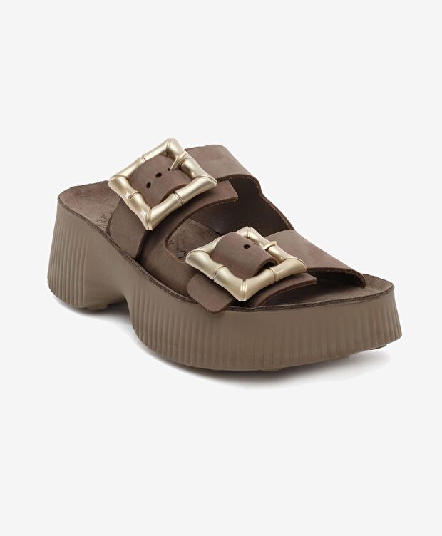 Kadın Kahverengi Nubuk Hakiki Deri Terlik - 2