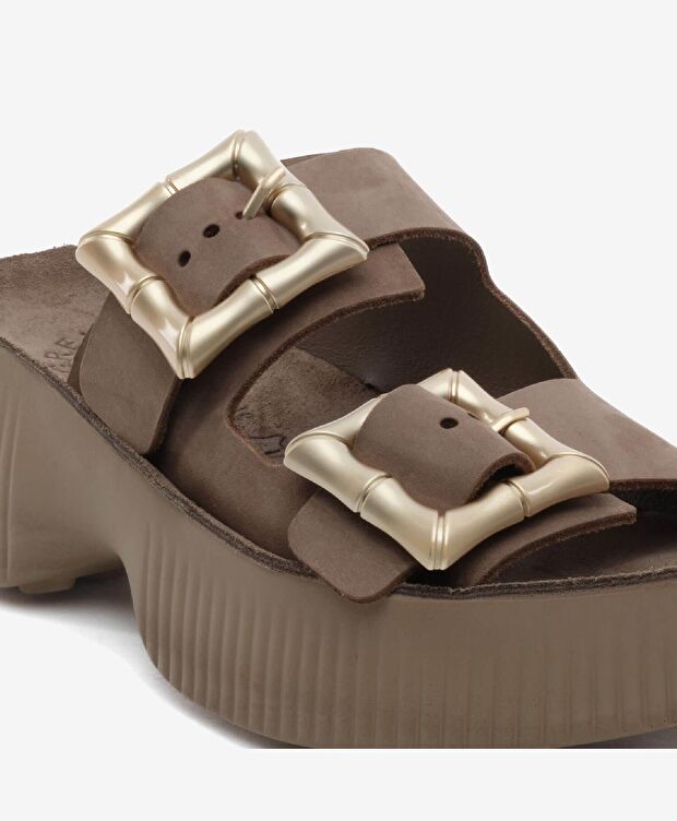 Kadın Kahverengi Nubuk Hakiki Deri Terlik - 5