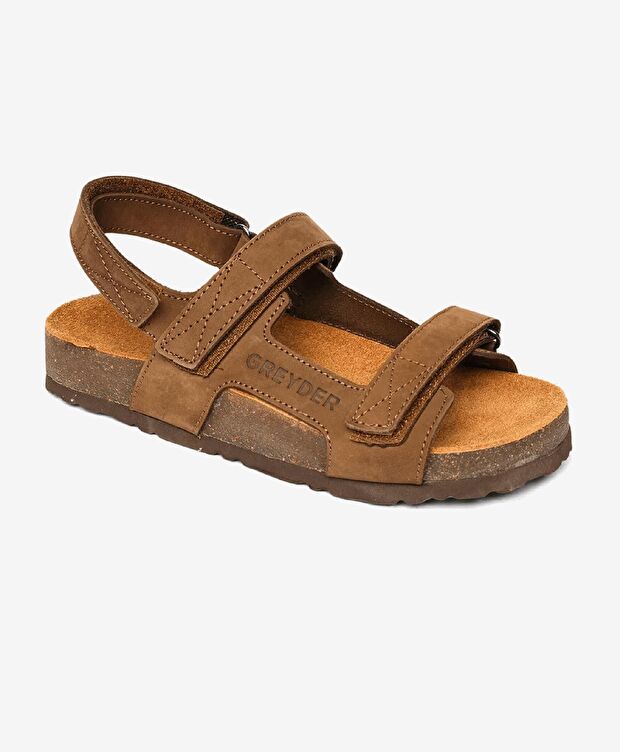 Erkek Çocuk Kahverengi Hakiki Deri Sandalet - 2