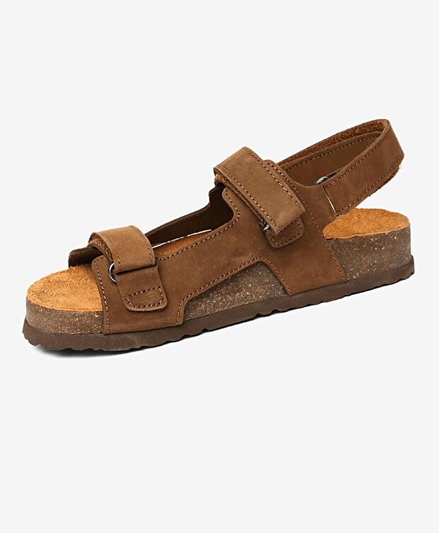 Erkek Çocuk Kahverengi Hakiki Deri Sandalet - 3