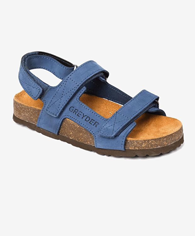 Erkek Çocuk Mavi Hakiki Deri Sandalet - 2