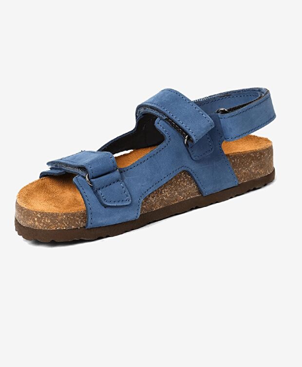 Erkek Çocuk Mavi Hakiki Deri Sandalet - 3
