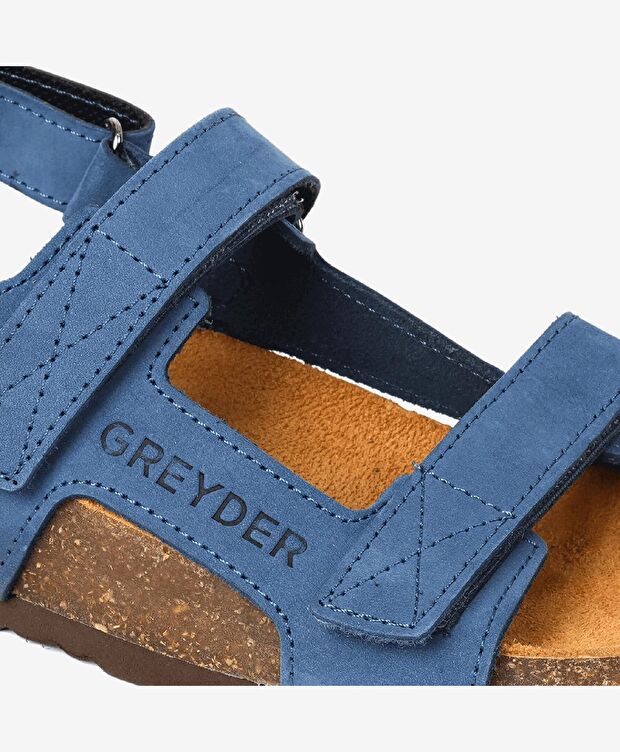 Erkek Çocuk Mavi Hakiki Deri Sandalet - 5