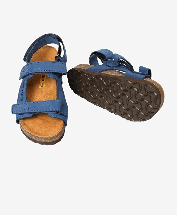 Erkek Çocuk Mavi Hakiki Deri Sandalet - 6