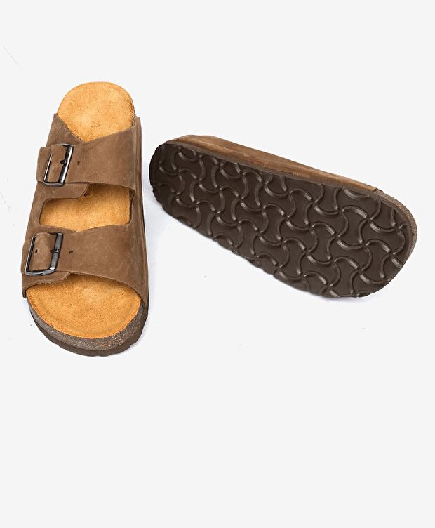 Kız Çocuk Kahverengi Hakiki Deri Terlik - 6