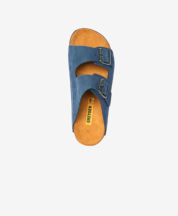 Çocuk Mavi Hakiki Deri Terlik - 4