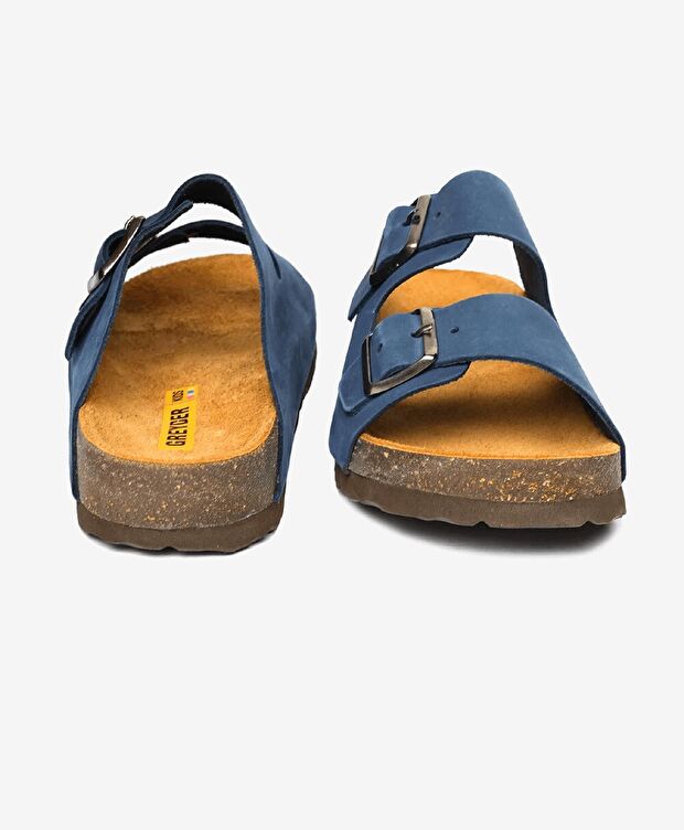 Çocuk Mavi Hakiki Deri Terlik - 7