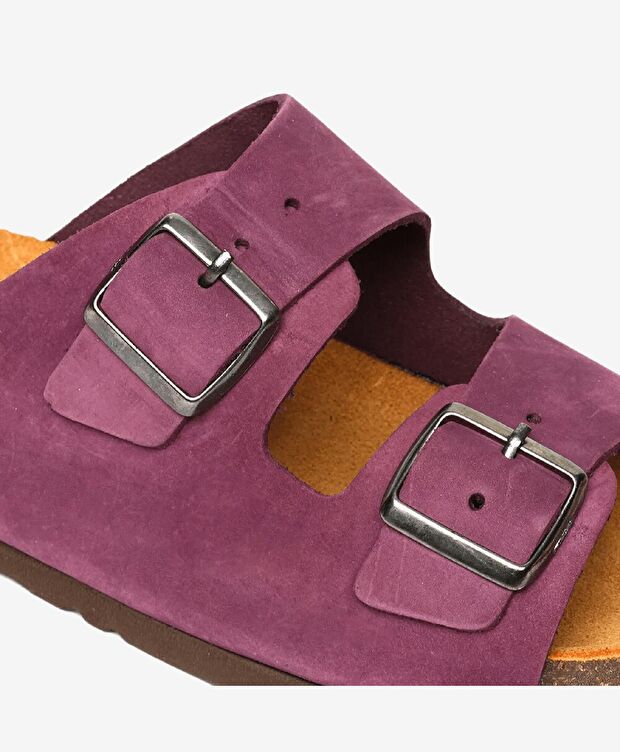 Kız Çocuk Mor Hakiki Deri Terlik - 5