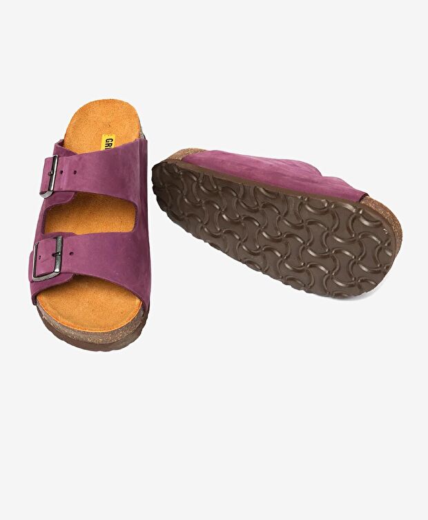 Kız Çocuk Mor Hakiki Deri Terlik - 6