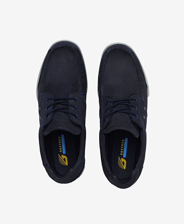 Erkek Lacivert Hakiki Deri Marine Ayakkabı - 5