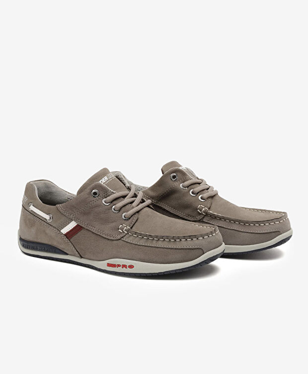 Erkek Gri Hakiki Deri Marine Ayakkabı - 3