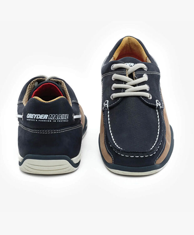 Erkek Lacivert Hakiki Deri Marine Ayakkabı - 6