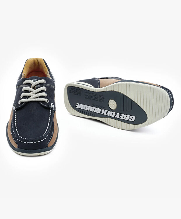 Erkek Lacivert Hakiki Deri Marine Ayakkabı - 7