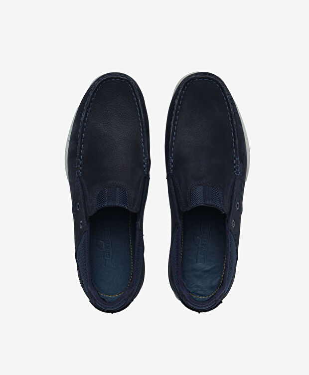 Erkek Lacivert Hakiki Deri Marine Ayakkabı - 5