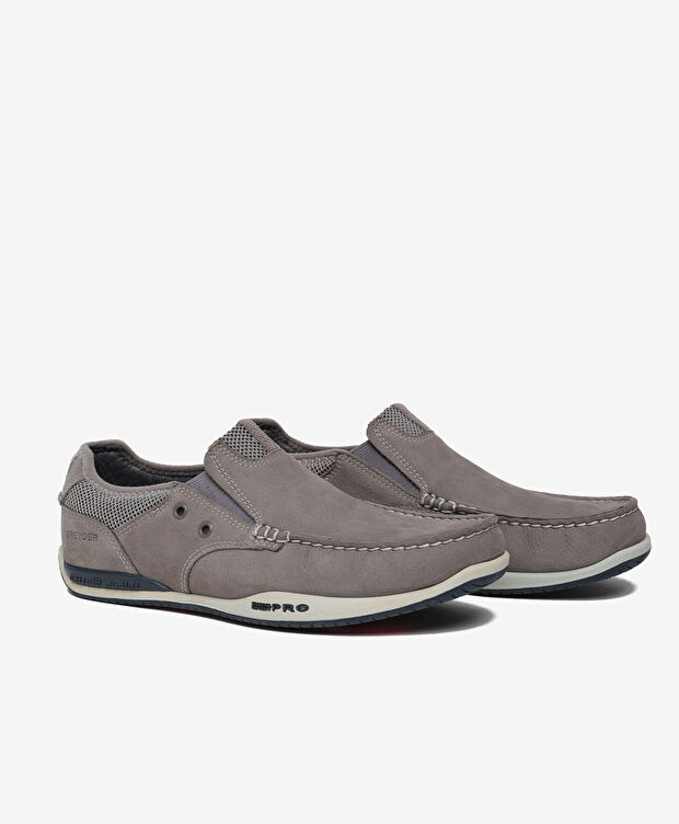 Erkek Gri Hakiki Deri Marine Ayakkabı - 3