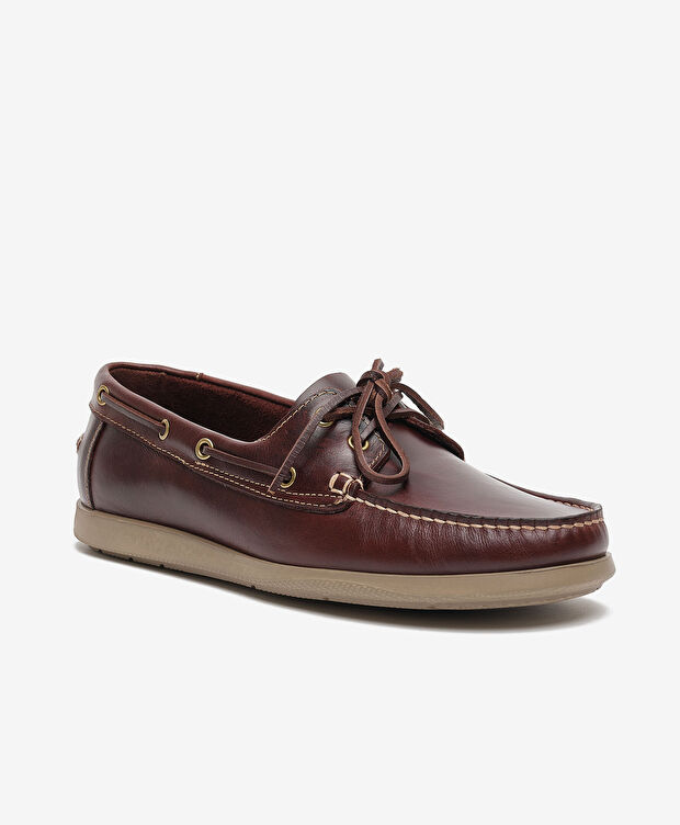 Erkek Kahverengi Hakiki Deri Marine Ayakkabı - 2