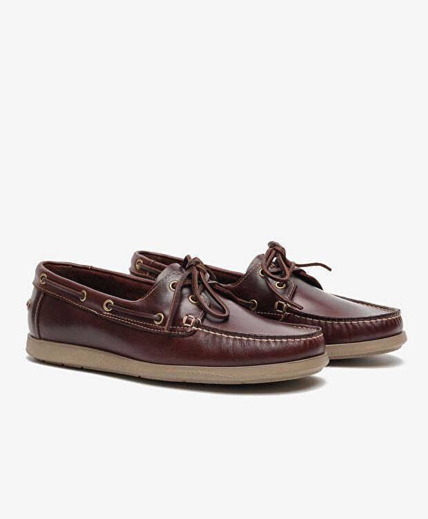 Erkek Kahverengi Hakiki Deri Marine Ayakkabı - 3