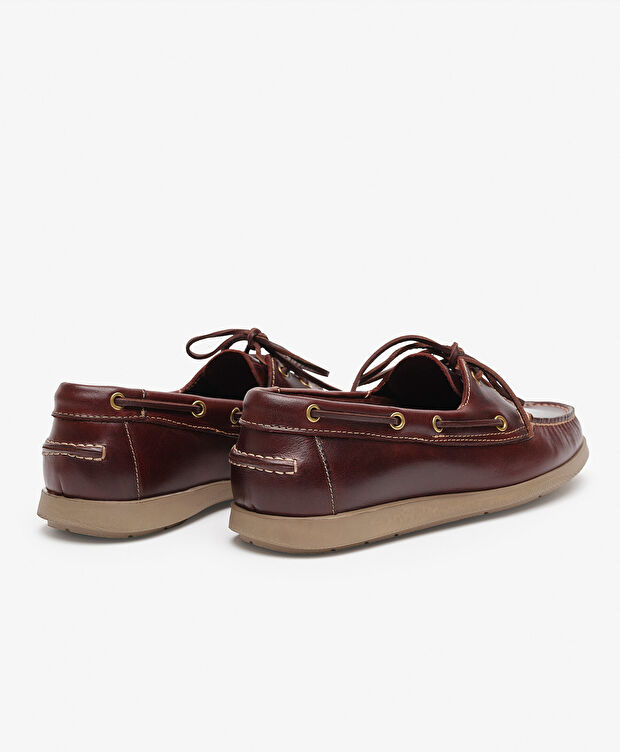 Erkek Kahverengi Hakiki Deri Marine Ayakkabı - 4