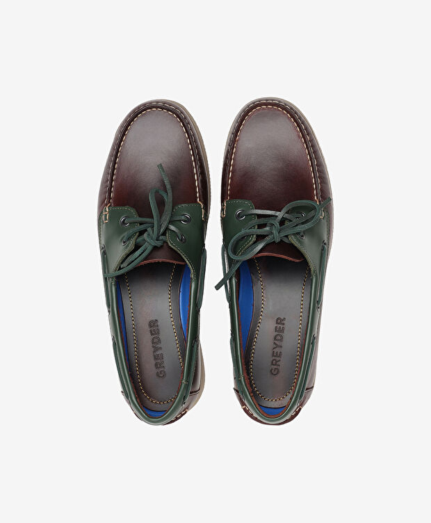 Erkek Kahverengi Yeşil Hakiki Deri Marine Ayakkabı - 5