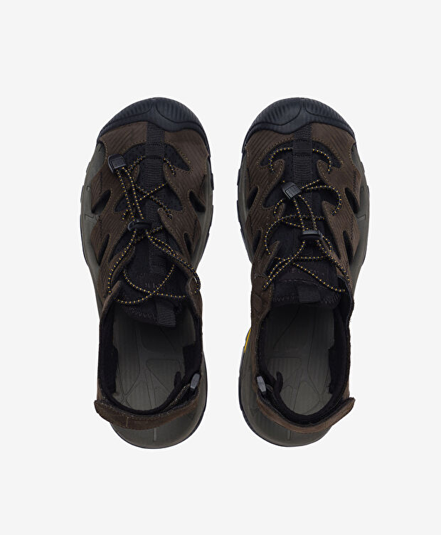 Erkek Haki Hakiki Deri Sandalet - 5