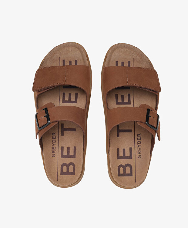 Erkek Vizon Nubuk Hakiki Deri Terlik - 5