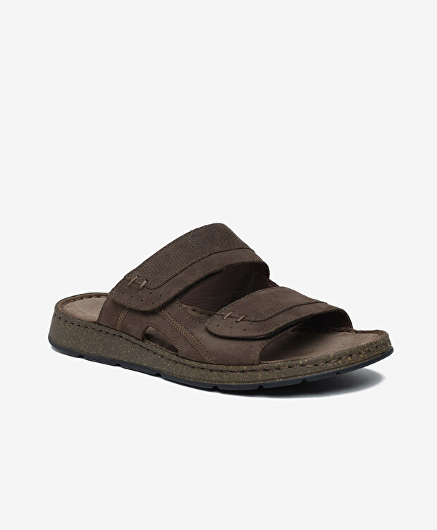 Erkek Kahverengi Nubuk Hakiki Deri Terlik - 2