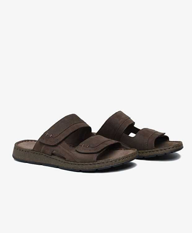 Erkek Kahverengi Nubuk Hakiki Deri Terlik - 3