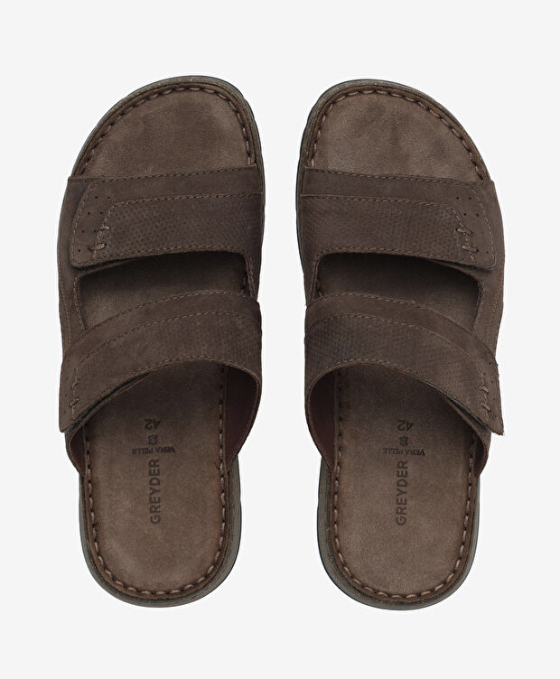 Erkek Kahverengi Nubuk Hakiki Deri Terlik - 5