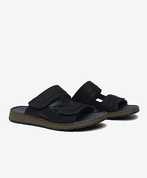 Erkek Siyah Nubuk Hakiki Deri Terlik - 3