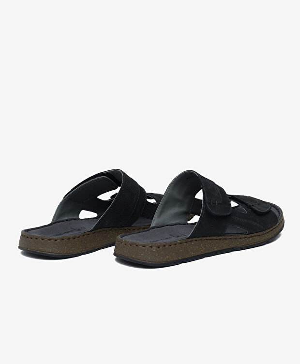 Erkek Siyah Nubuk Hakiki Deri Terlik - 4