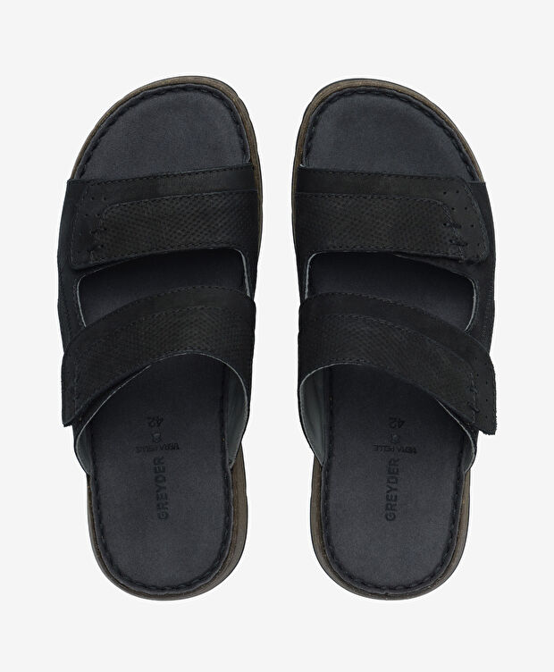 Erkek Siyah Nubuk Hakiki Deri Terlik - 5