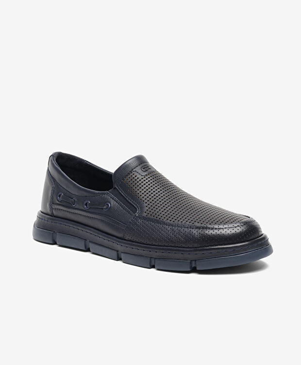 Erkek Lacivert Hakiki Deri Comfort Ayakkabı - 2