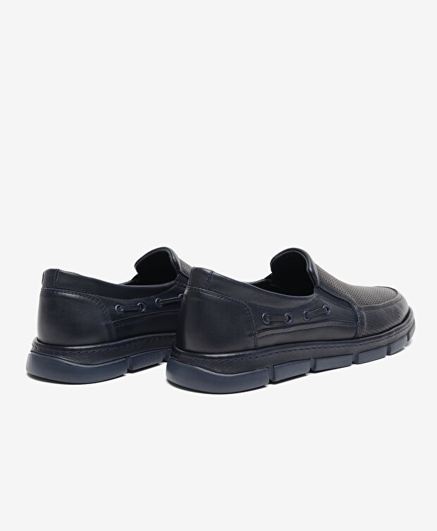 Erkek Lacivert Hakiki Deri Comfort Ayakkabı - 4