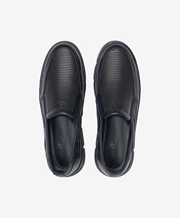Erkek Lacivert Hakiki Deri Comfort Ayakkabı - 5