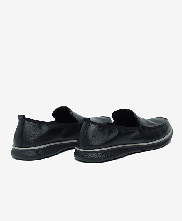 Erkek Siyah Hakiki Deri Casual Ayakkabı - 4