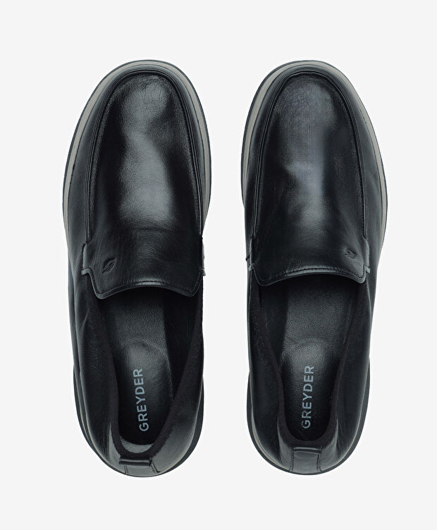 Erkek Siyah Hakiki Deri Casual Ayakkabı - 5