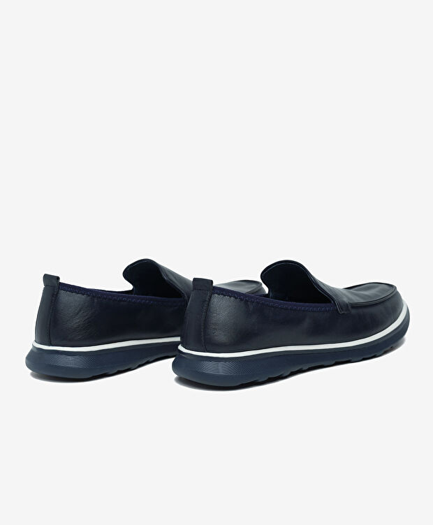 Erkek Lacivert Hakiki Deri Casual Ayakkabı - 4