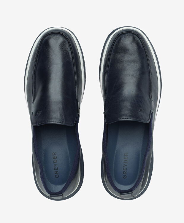 Erkek Lacivert Hakiki Deri Casual Ayakkabı - 5