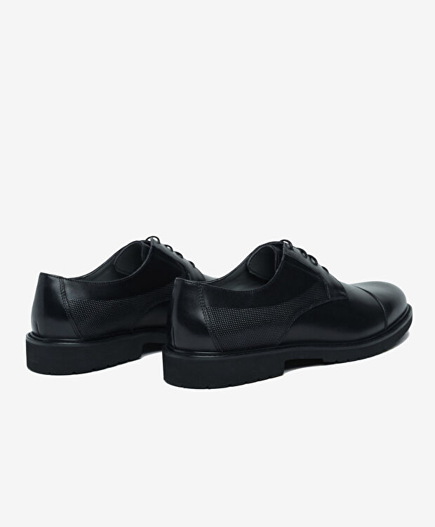 Erkek Siyah Hakiki Deri Oxford Ayakkabı - 4