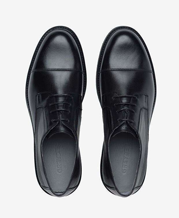 Erkek Siyah Hakiki Deri Oxford Ayakkabı - 5