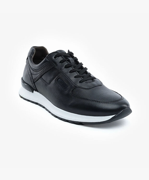 Erkek Siyah Hakiki Deri Sneaker Ayakkabı - 2