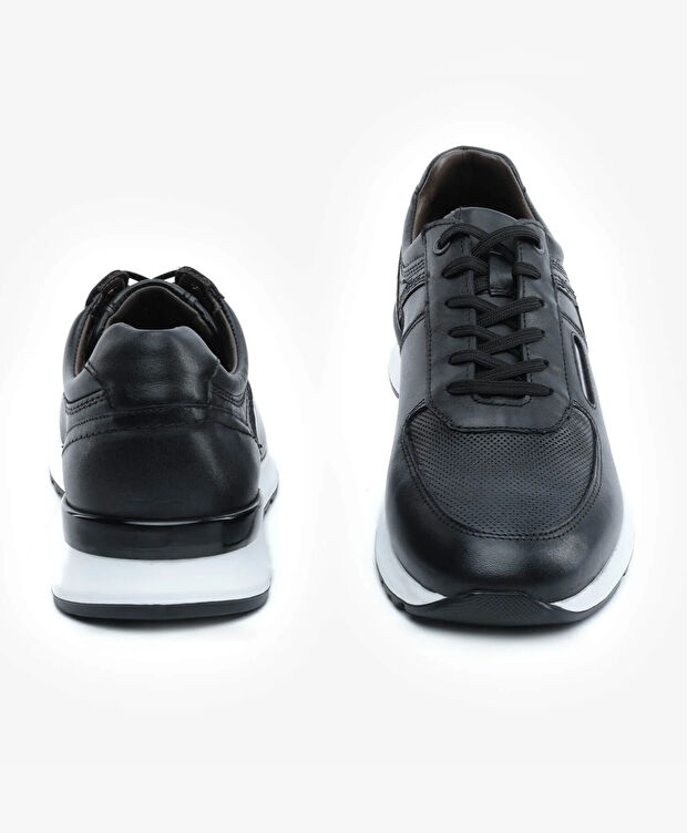 Erkek Siyah Hakiki Deri Sneaker Ayakkabı - 7