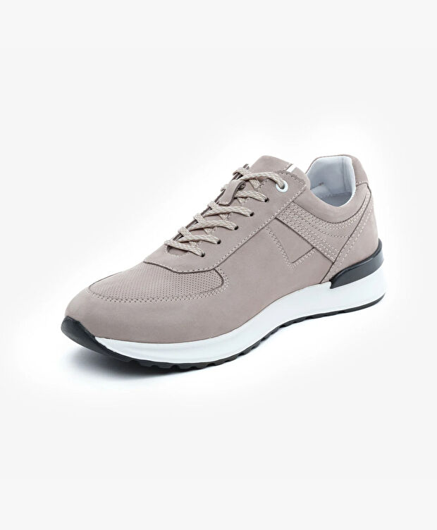 Erkek Vizon Hakiki Deri Nubuk Sneaker Ayakkabı - 3